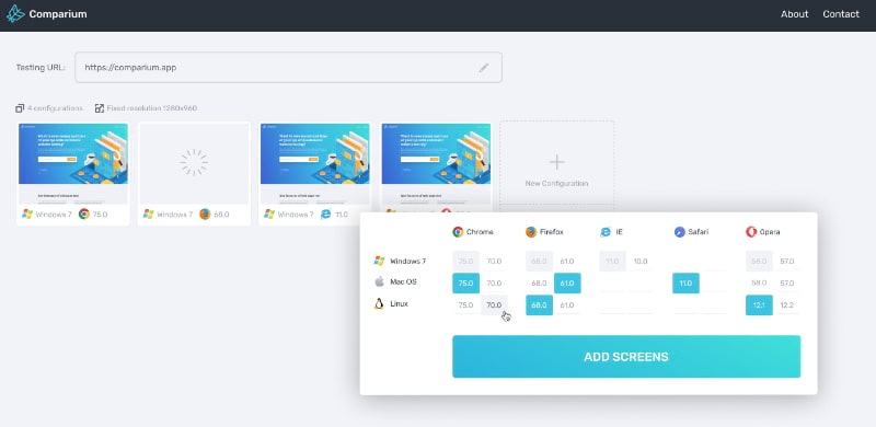 Use Comparium to check the cross-browser compatibility of your website in a few steps.