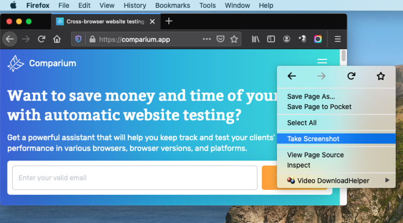 How to make a Firefox screenshot by default