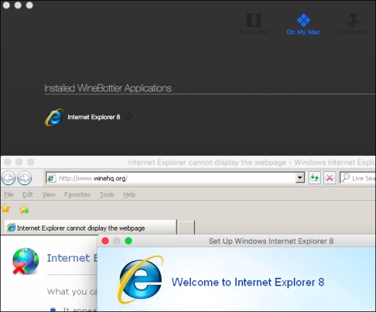 Tips on how use WineBottler IE emulator for Mac.